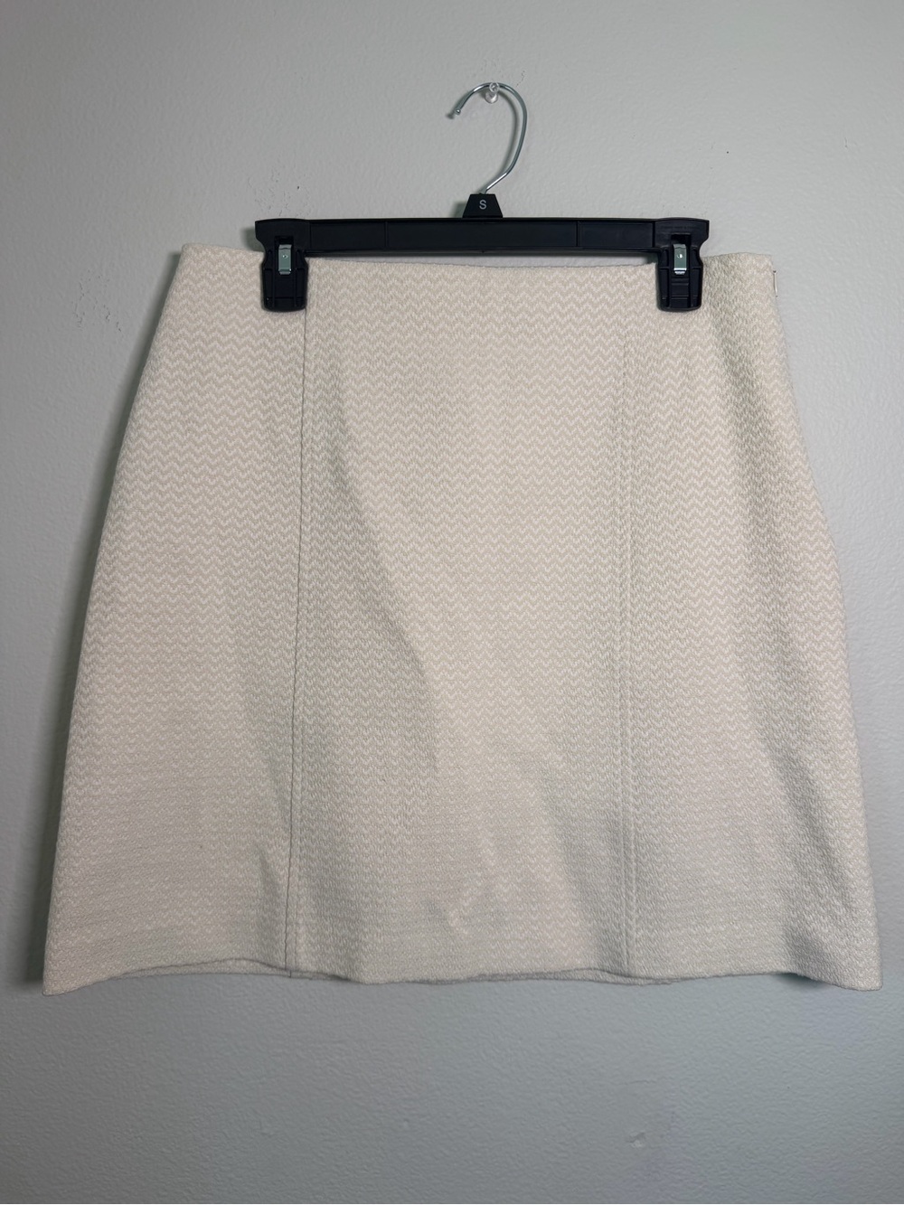 MM.LaFleur Cream Textured Chevron A-Line Skirt Size 12 Office Business Casual - Picture 1 of 12
